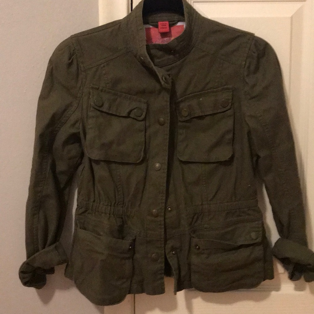 Girl green cadet jacket by B size M 10/12